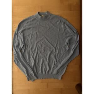 Tulliano Sweater Silk Cotton Pullover Blue Mock Neck Jumper L